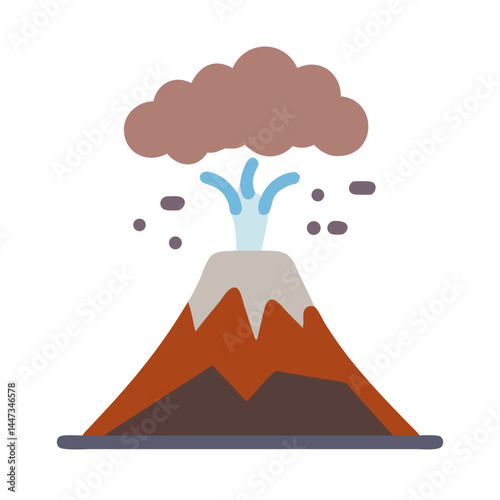 Volcanic Eruption Mountain Icon Representing Natural Disaster and Geophysical Activity