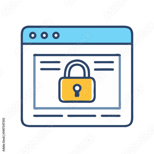 Website with Cybersecurity Lock Icon Representing Data Protection and Secure Online Access