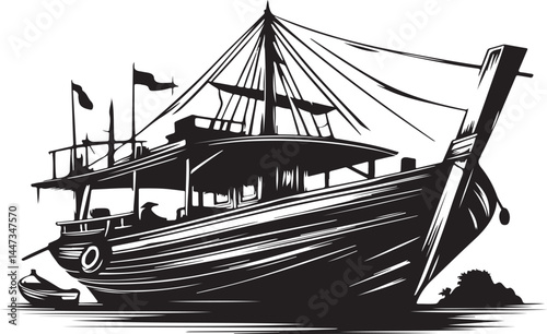 Sailboat icon, logo isolated on white background