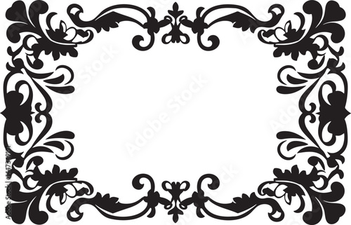 Elegant Floral Frame Design: An exquisite black floral frame with intricate detailing that offers a classic touch. perfect for invitations or cards.