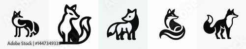 Fox Silhouette Logo in Circle – Vector Animal Icon