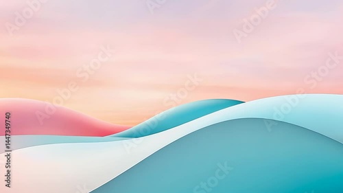 Pastel waves: mesmerizing gradient landscape with moving curves and changing light