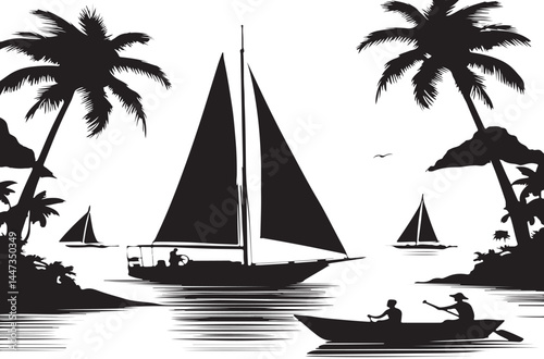 Sailboat icon, logo isolated on white background