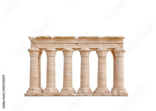 Obraz na płótnie Ancient stone colonnade with six columns isolated on transparent background. Represents history, architecture, and classical design. w salonie