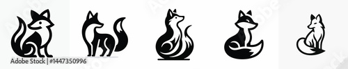 Fox Silhouette Logo in Circle – Vector Animal Icon