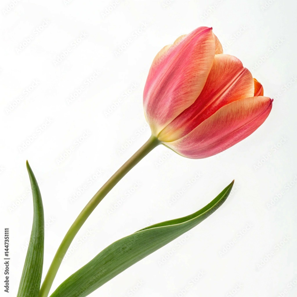 Naklejka premium red tulip on white background