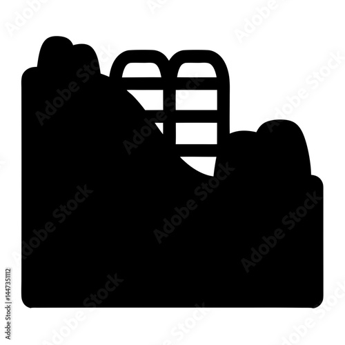 Black and white vector of a crumbling wall with a window opening