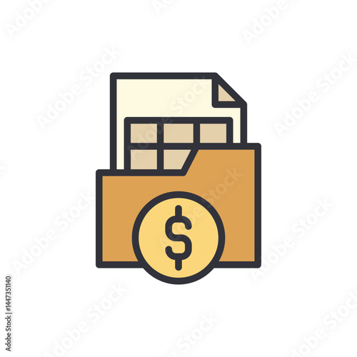 Financial file colored icons, minimalist vector illustration ,simple transparent graphic element .Isolated on white background