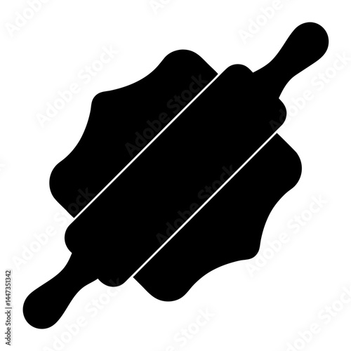 Simple black and white rolling pin image for baking and cooking designs