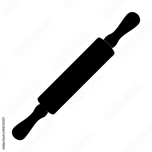 Simple black and white rolling pin image for baking and cooking designs