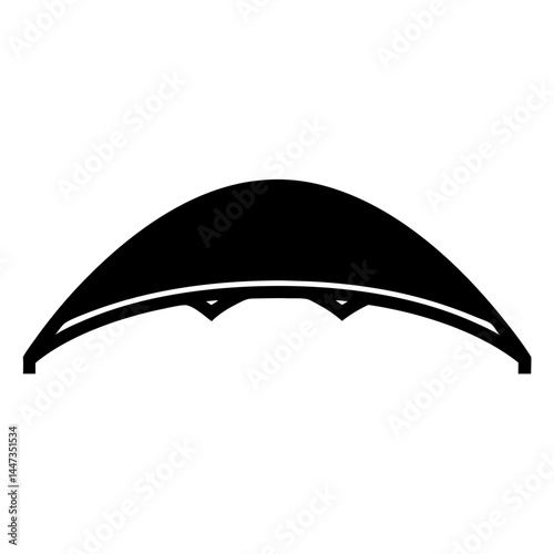 Architectural canopy design with curved roofing and support structure in black