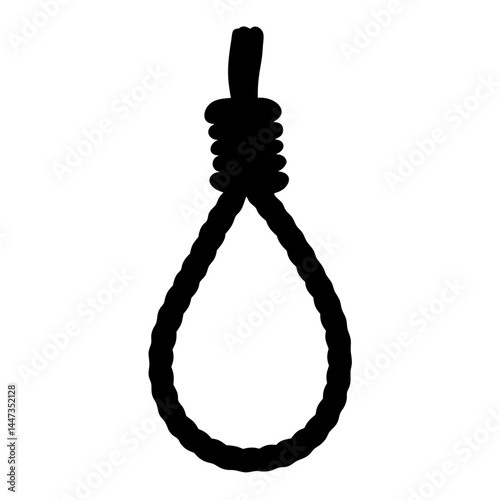 A Simple Black and White Illustration of a Rope Noose Gallows