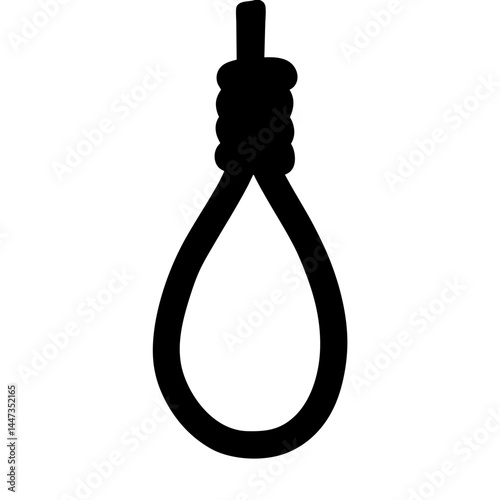 A Simple Black and White Illustration of a Rope Noose Gallows