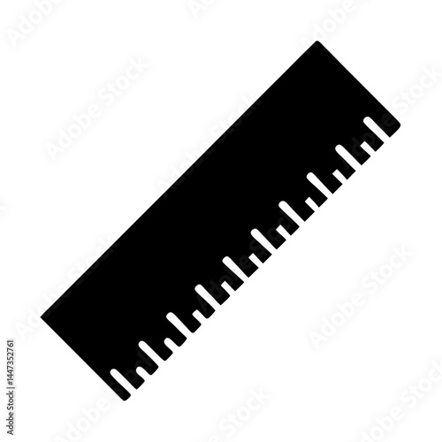 Black silhouette of a ruler with unit markings on white background