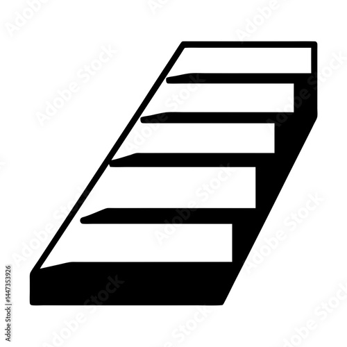 Monochrome Drawing of Stairs Going Upward, Perspective View and Modern Design