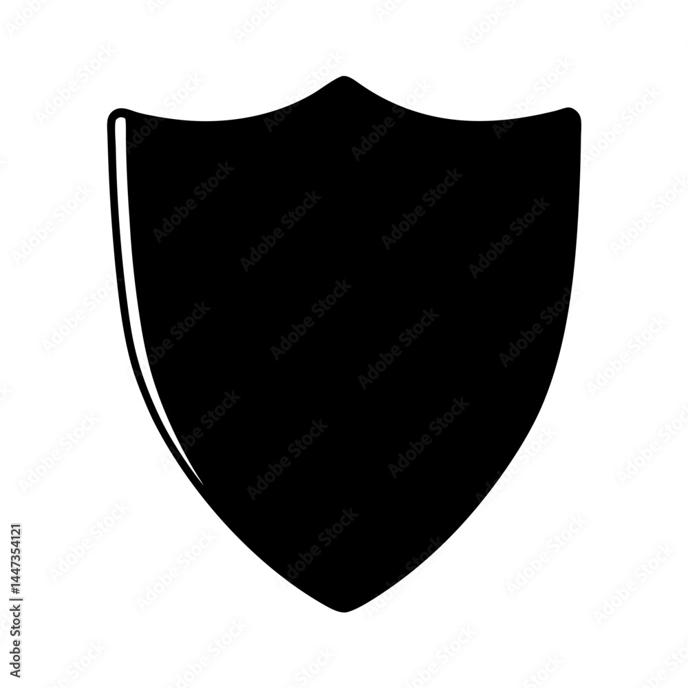 Sleek black heraldic shield providing protection and security in iconic form Sleek black heraldic shield providing protection and security in iconic form