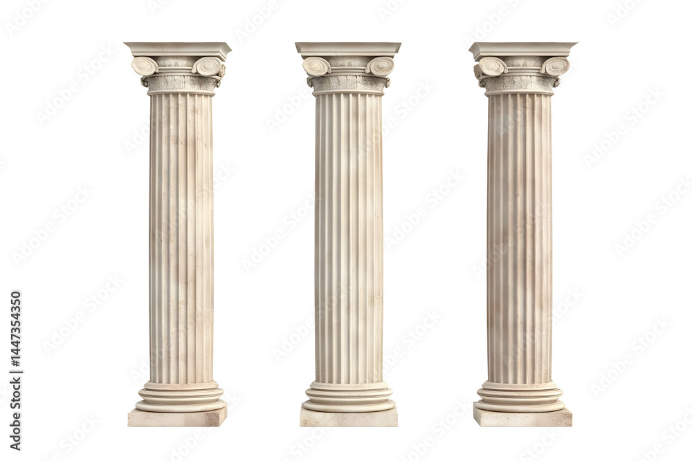 Three Isolated Light Beige Classical Columns Illustration Three Isolated Light Beige Classical Columns Illustration