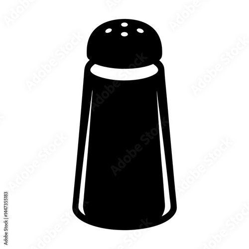 Simple minimalist vector icon of a salt shaker, black on white