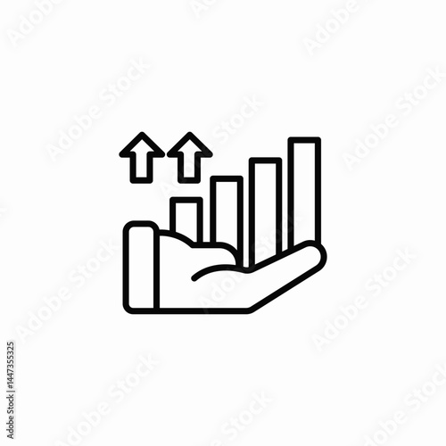 hand holding growth bar icon sign vector