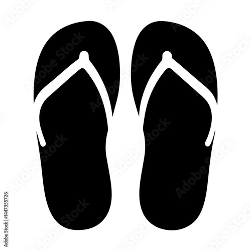 Pair of Black Flip Flops Ready for Summer Vacation Relaxation