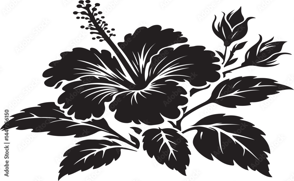 Fototapeta hibiscus flower silhouette icon isolated on a white background