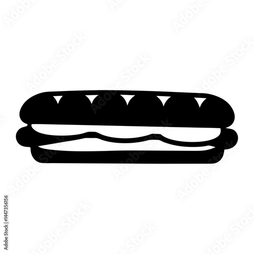 A delicious looking baguette style sandwich with a simple minimalist design