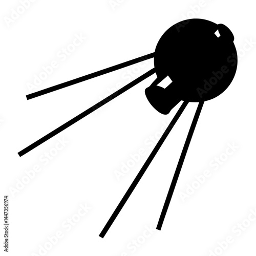 Silhouette of the Sputnik satellite on a white background for design ideas