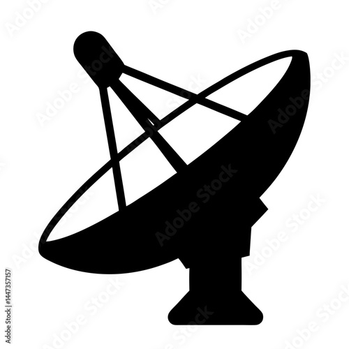 Silhouette of satellite dish antenna communication technology for global information transfer