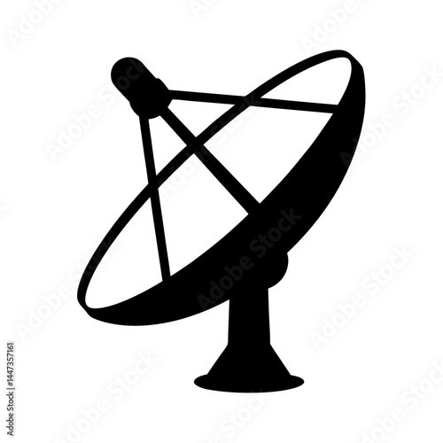 Iconic satellite dish in black, transmitting global communication in modern technology