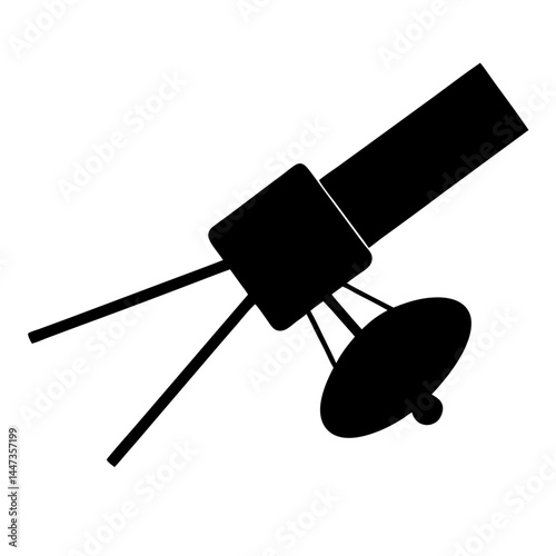 Silhouette of a modern satellite orbiting Earth, capturing signals from space