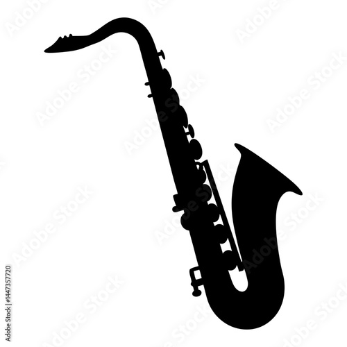 Elegant Silhouette of a Saxophone Musical Instrument for Art and Design