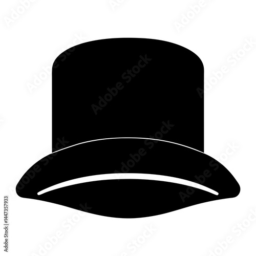 Elegant black silhouette of a classic top hat for formal occasions