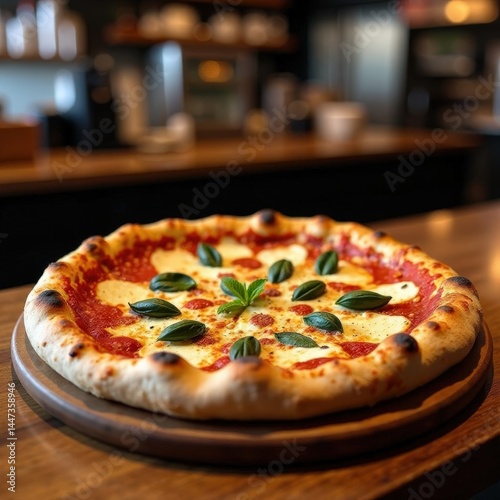 pizza on a wooden table