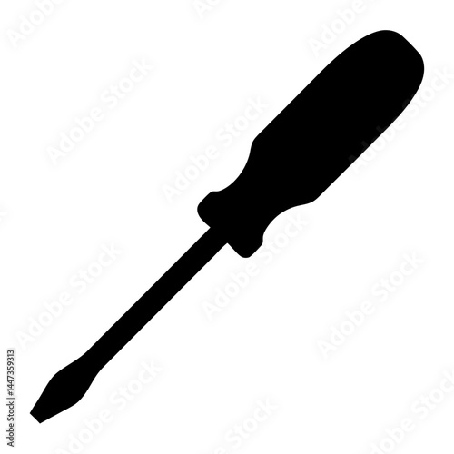 Simple Silhouette of a Flathead Screwdriver Tool for Various Applications