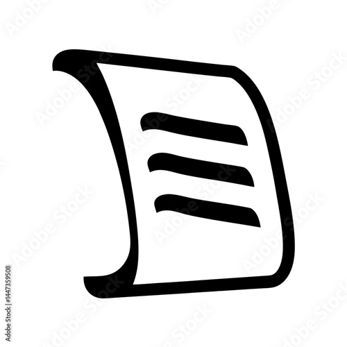Stylized Ancient Scroll Silhouette with Curled Edges and Empty Display Area