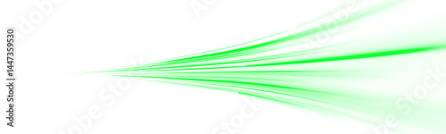 PNG 16-bit laser trail and speed light with green car beam, modern street flash and night motion effect on abstract highway, PNG blur streak for futuristic dynamic road design and traffic concept.