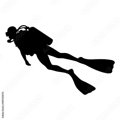 Silhouette of a Scuba Diver Exploring the Depths of the Ocean