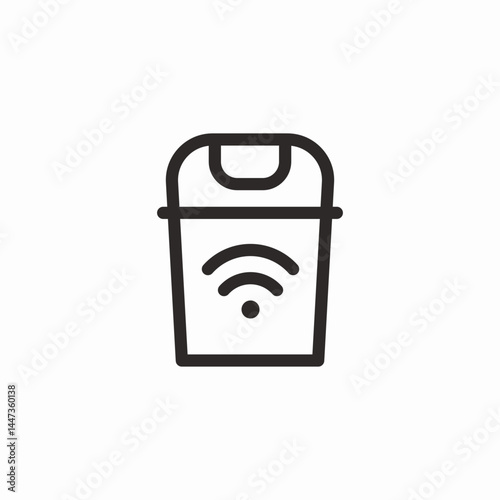 smart trash can black icon sign vector