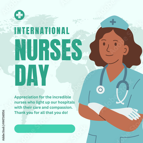 Green White International Nurses Day Instagram Post