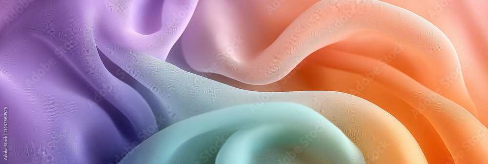Obraz premium Soft, flowing fabrics in a spectrum of pastel colors. Delicate, ombre-effect