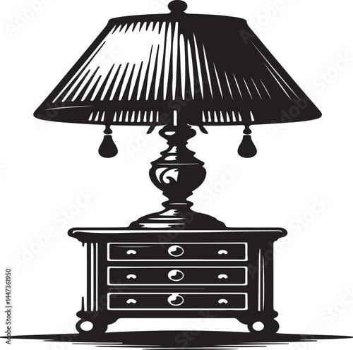 table lamps set silhouette vector illustration