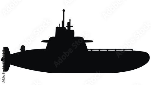 Silhouette of a military submarine, underwater vessel