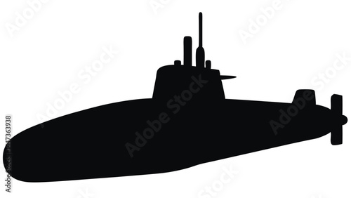 Silhouette of a military submarine, underwater vessel