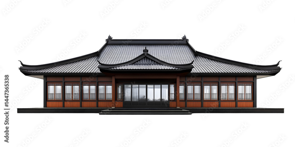 Obraz premium Traditional Japanese Temple Illustration with Transparent Background