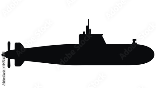 Silhouette of a military submarine, underwater vessel