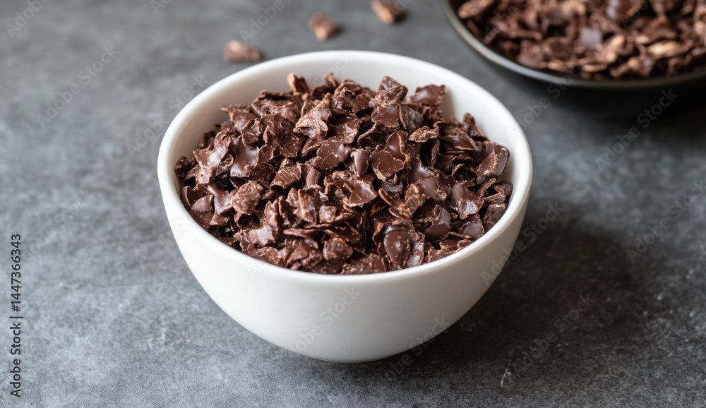 Dark chocolate chips in a bowl Dark chocolate chips in a bowl