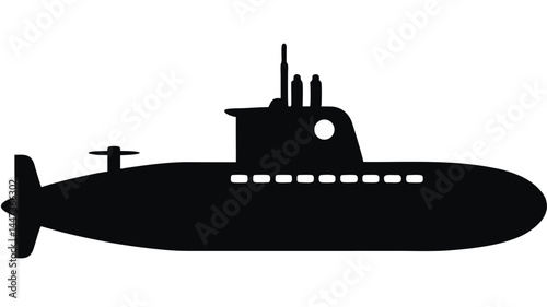 Silhouette of a military submarine, underwater vessel