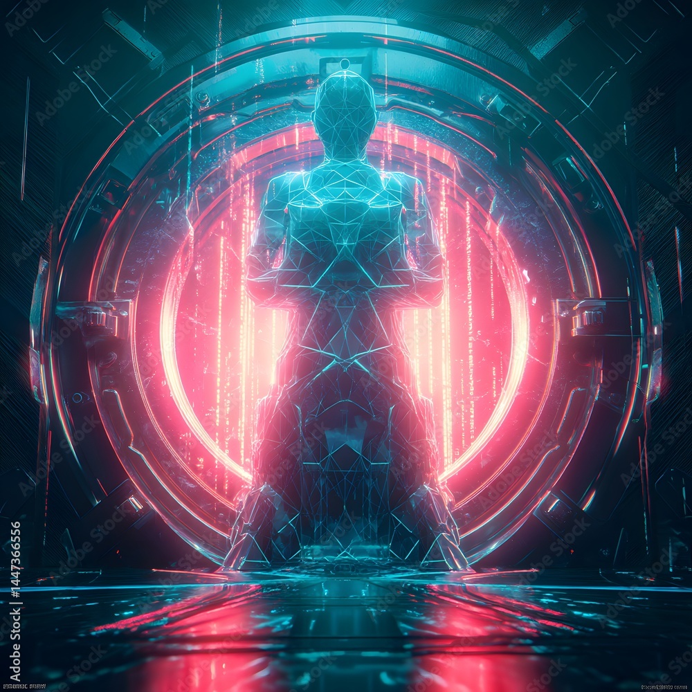 AI Cybersecurity Guardian Protecting Digital Data Vault with Encrypted Data Streams and Virtual Shield