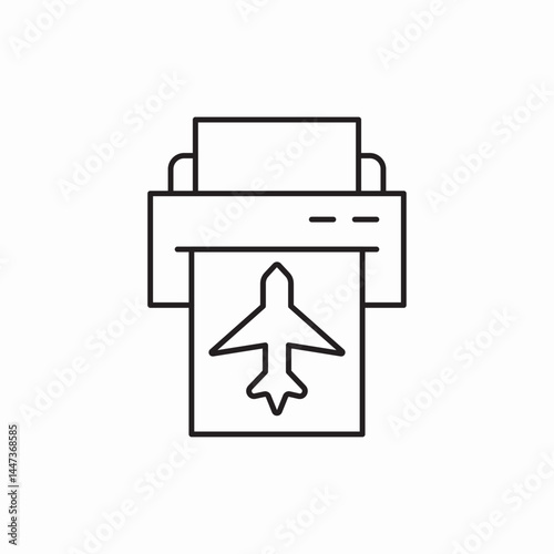 Printer document travel ticket icon vector sign