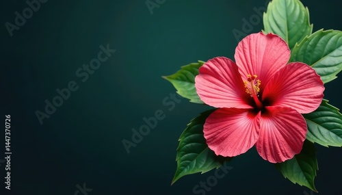 Wallpaper Mural Delicate hibiscus flower motif, stylized leaves, elegant botanical arrangement , repeat, illustration Torontodigital.ca